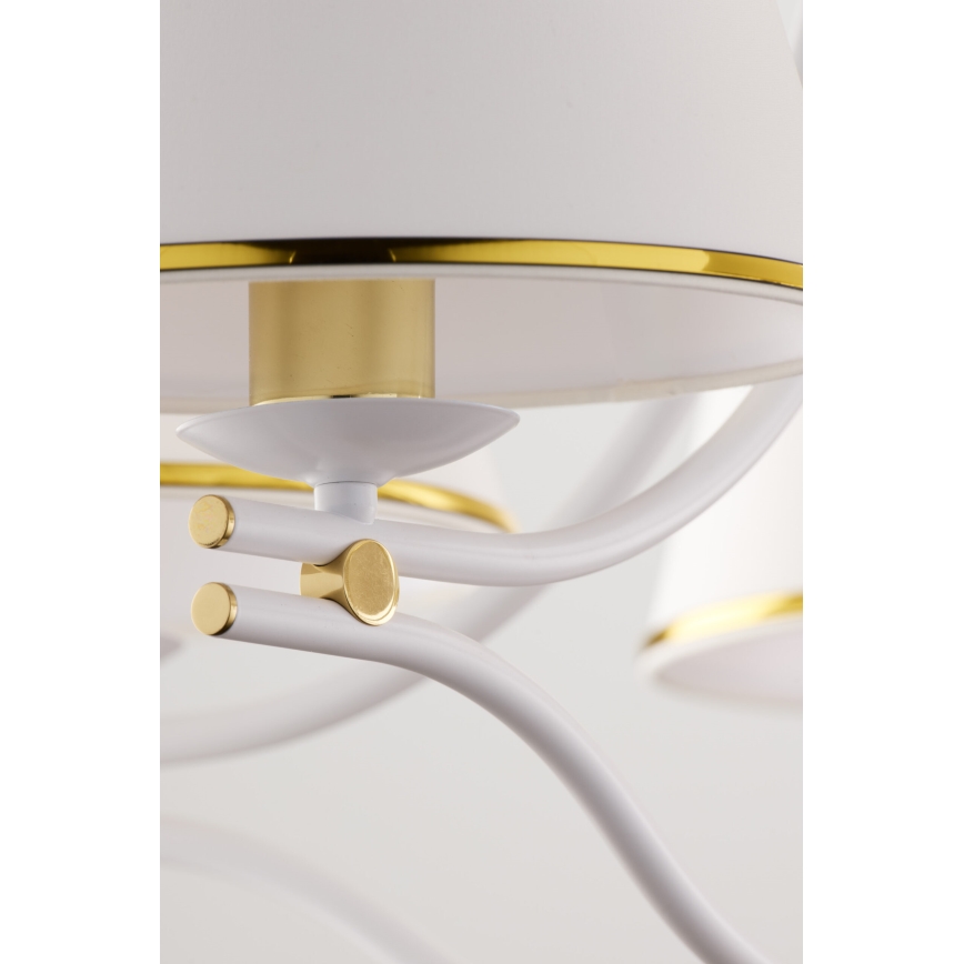 Jupiter 2084 - Lysekrone SAMBA med kæde 5xE27/15W/230V hvid/guld