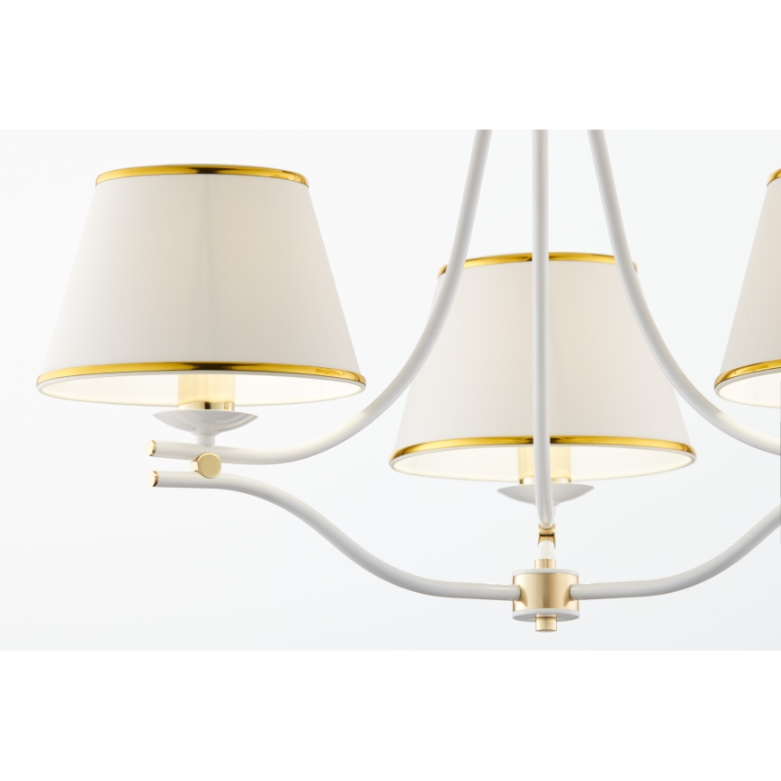 Jupiter 2085 - SAMBA lysekrone med kæde 3xE27/15W/230V hvid/guld