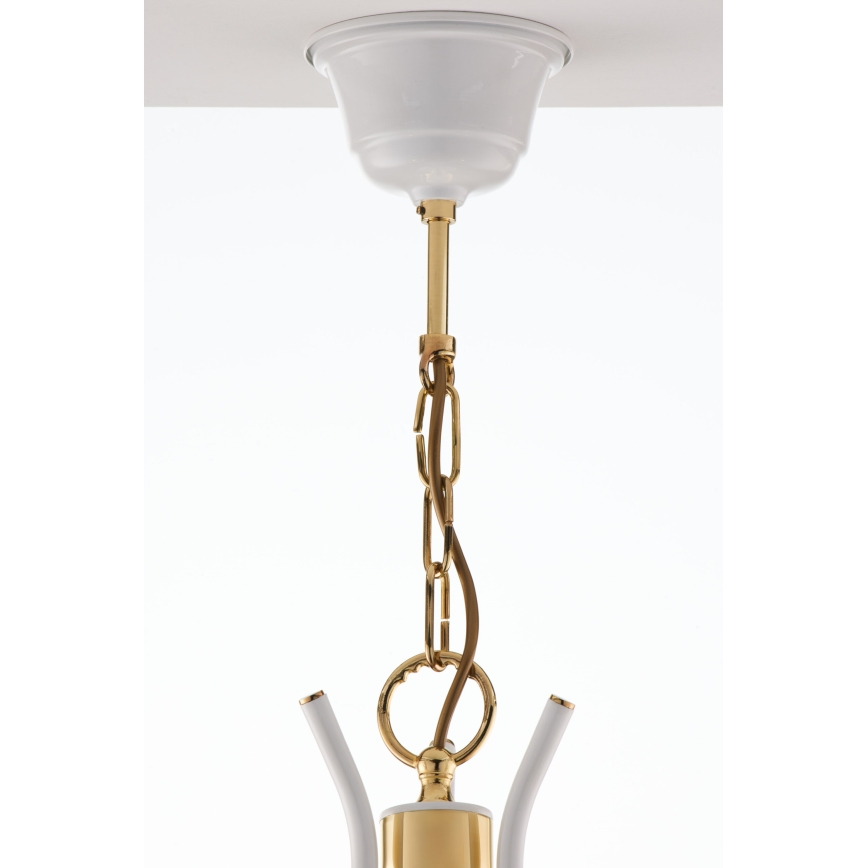 Jupiter 2085 - SAMBA lysekrone med kæde 3xE27/15W/230V hvid/guld