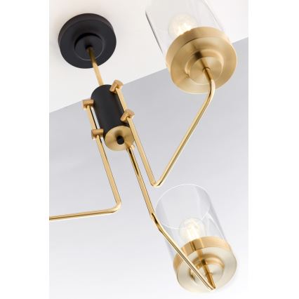 Jupiter 2087 - Lysekrone på stang RAMIREZ 3xE27/15W/230V guld/sort