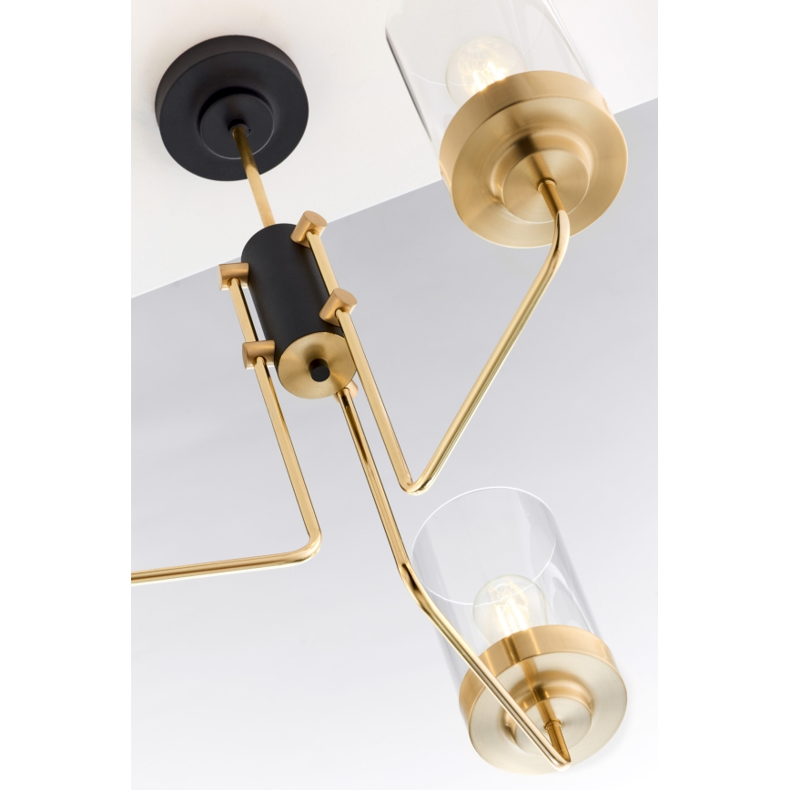 Jupiter 2087 - Lysekrone på stang RAMIREZ 3xE27/15W/230V guld/sort