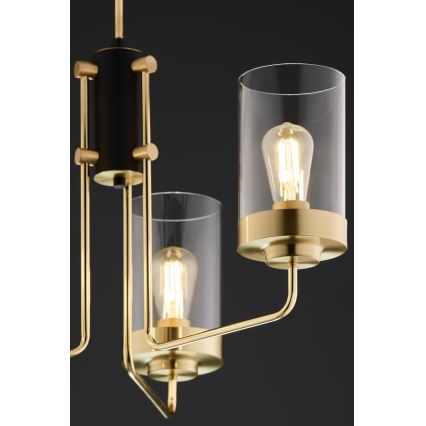 Jupiter 2087 - Lysekrone på stang RAMIREZ 3xE27/15W/230V guld/sort