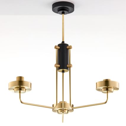 Jupiter 2087 - Lysekrone på stang RAMIREZ 3xE27/15W/230V guld/sort