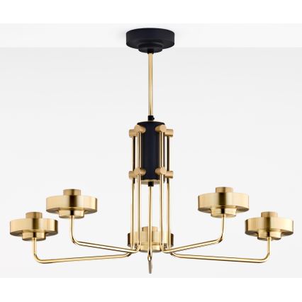 Jupiter 2088 - Pendellampe på stang RAMIREZ 5xE27/15W/230V guld/sort