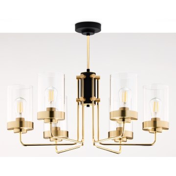 Jupiter 2089 - Lysekrone på stang RAMIREZ 6xE27/15W/230V guld/sort