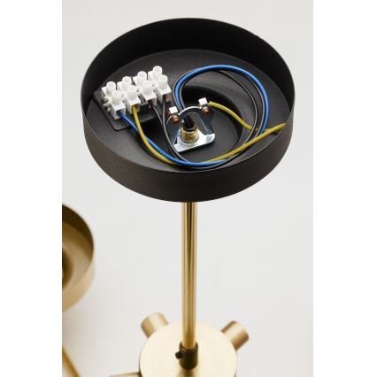 Jupiter 2089 - Lysekrone på stang RAMIREZ 6xE27/15W/230V guld/sort