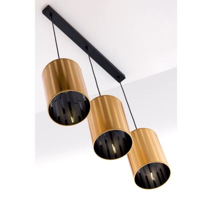 Jupiter 2092 - CORTINA pendel med wireophæng 3xE27/15W/230V guld/sort