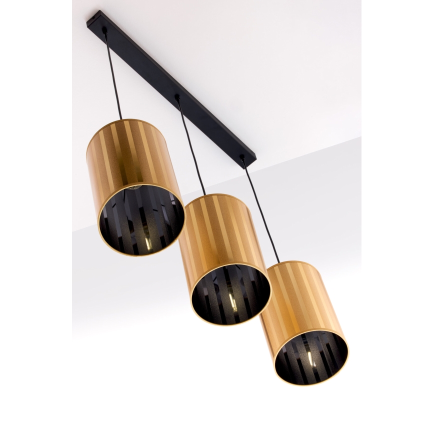Jupiter 2092 - CORTINA pendel med wireophæng 3xE27/15W/230V guld/sort