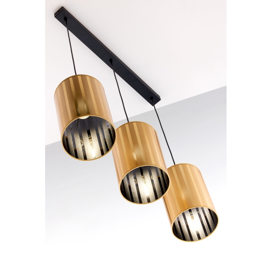 Jupiter 2092 - CORTINA pendel med wireophæng 3xE27/15W/230V guld/sort
