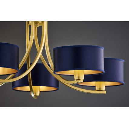Jupiter 2094 - Lysekrone med kæde ARTHUR 5xE27/15W/230V blå/guld