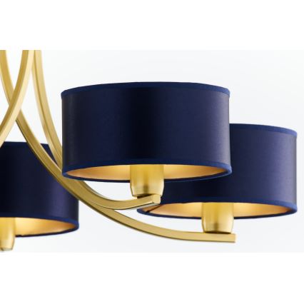 Jupiter 2094 - Lysekrone med kæde ARTHUR 5xE27/15W/230V blå/guld