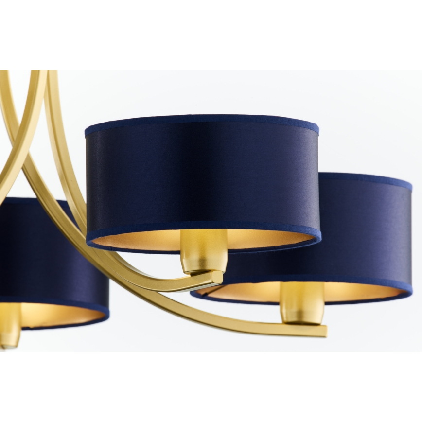 Jupiter 2094 - Lysekrone med kæde ARTHUR 5xE27/15W/230V blå/guld