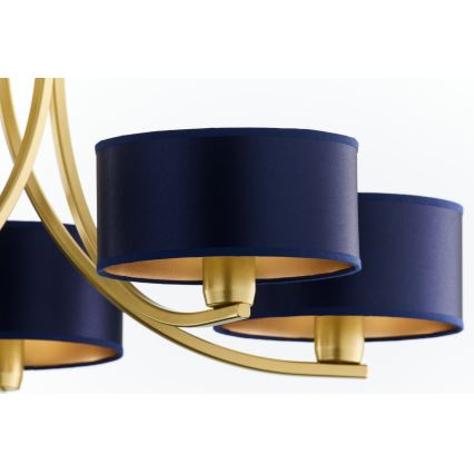 Jupiter 2094 - Lysekrone med kæde ARTHUR 5xE27/15W/230V blå/guld