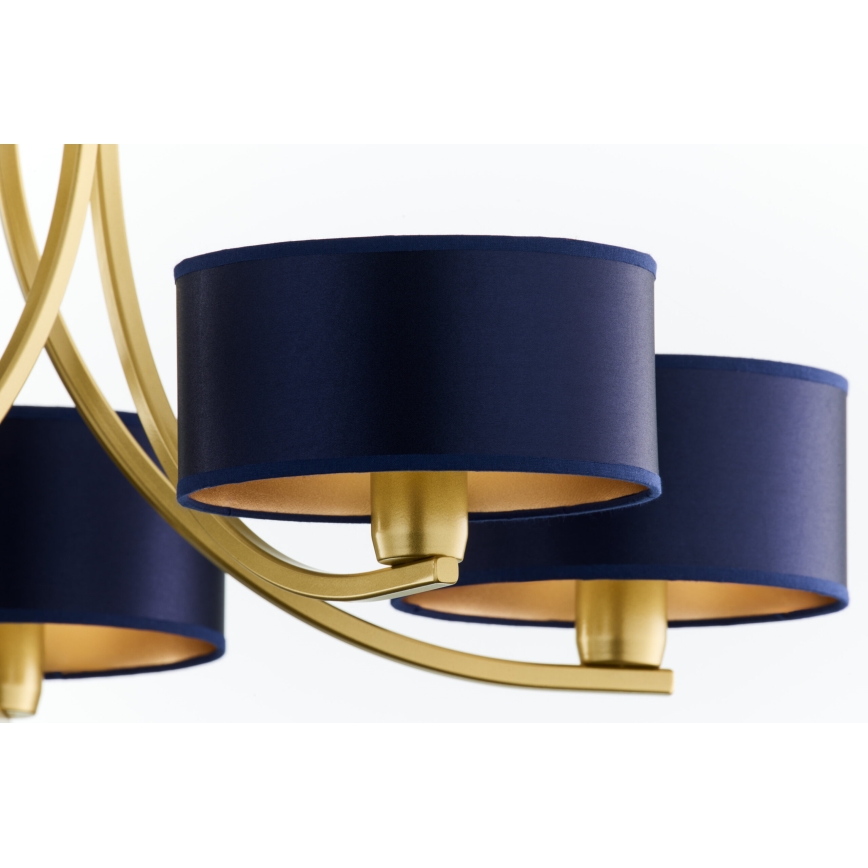 Jupiter 2094 - Lysekrone med kæde ARTHUR 5xE27/15W/230V blå/guld