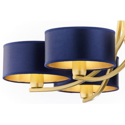 Jupiter 2095 - Lysekrone med kædeophæng ARTHUR 6xE27/15W/230V blå/guld