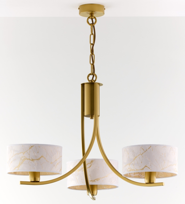 Jupiter 2096 - Kædeophængt lysekrone ARTHUR 3xE27/15W/230V hvid/guld/marmorfinish