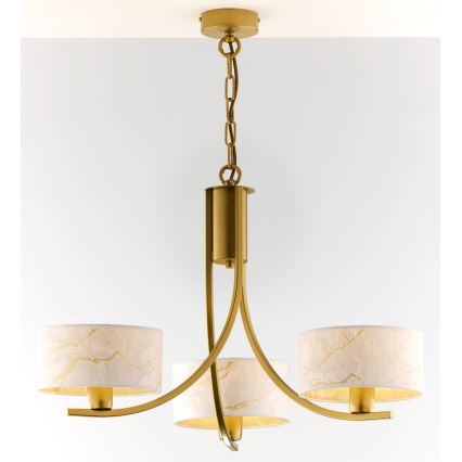 Jupiter 2096 - Kædeophængt lysekrone ARTHUR 3xE27/15W/230V hvid/guld/marmorfinish