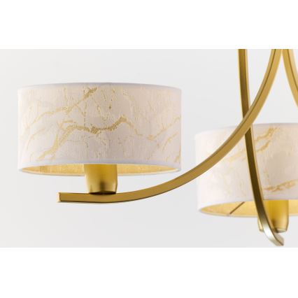 Jupiter 2096 - Kædeophængt lysekrone ARTHUR 3xE27/15W/230V hvid/guld/marmorfinish