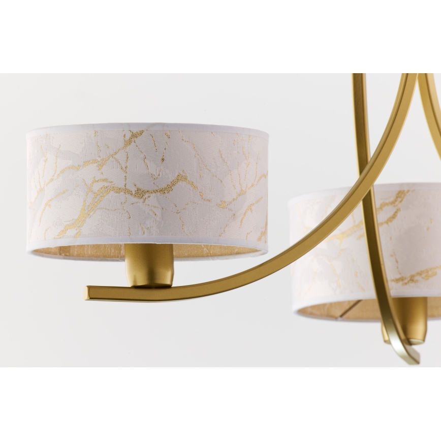 Jupiter 2096 - Kædeophængt lysekrone ARTHUR 3xE27/15W/230V hvid/guld/marmorfinish