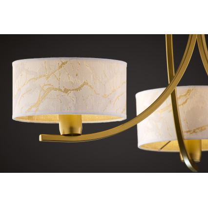 Jupiter 2096 - Kædeophængt lysekrone ARTHUR 3xE27/15W/230V hvid/guld/marmorfinish