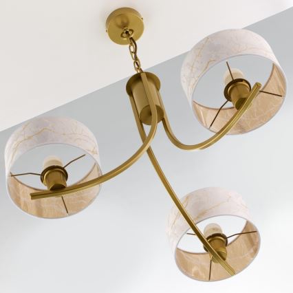Jupiter 2096 - Kædeophængt lysekrone ARTHUR 3xE27/15W/230V hvid/guld/marmorfinish