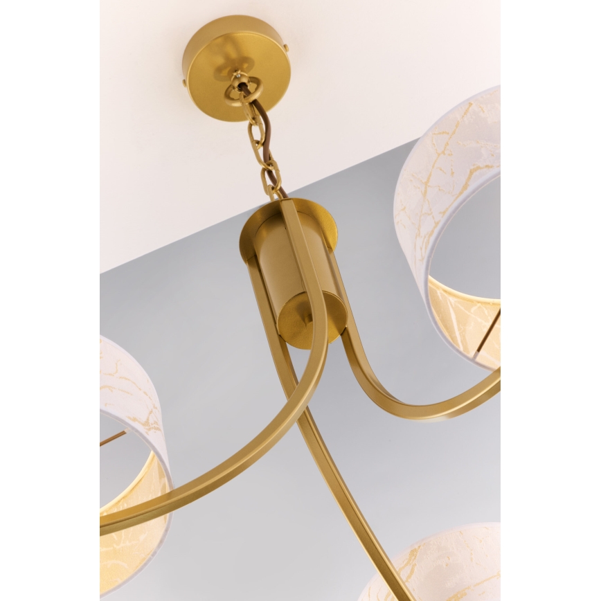Jupiter 2096 - Kædeophængt lysekrone ARTHUR 3xE27/15W/230V hvid/guld/marmorfinish
