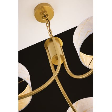 Jupiter 2096 - Kædeophængt lysekrone ARTHUR 3xE27/15W/230V hvid/guld/marmorfinish