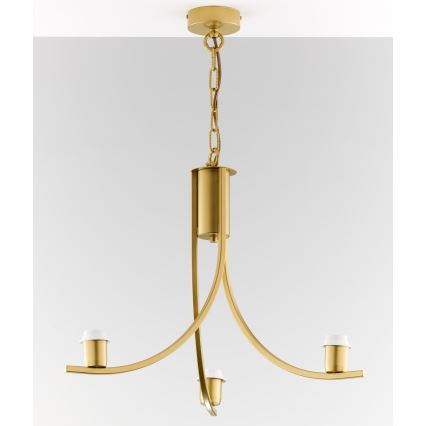 Jupiter 2096 - Kædeophængt lysekrone ARTHUR 3xE27/15W/230V hvid/guld/marmorfinish
