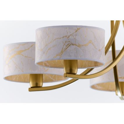 Jupiter 2097 - Kædeophængt lysekrone ARTHUR 5xE27/15W/230V hvid/guld/marmorfinish