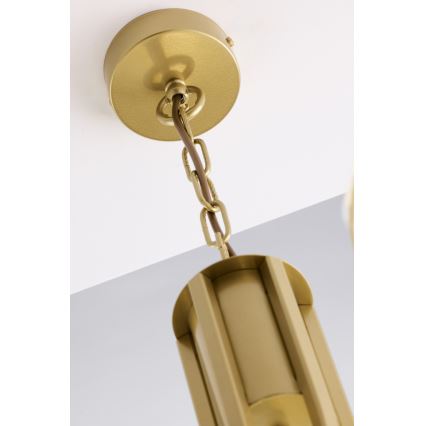 Jupiter 2097 - Kædeophængt lysekrone ARTHUR 5xE27/15W/230V hvid/guld/marmorfinish