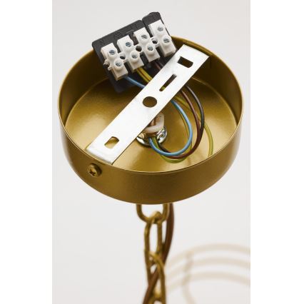 Jupiter 2097 - Kædeophængt lysekrone ARTHUR 5xE27/15W/230V hvid/guld/marmorfinish