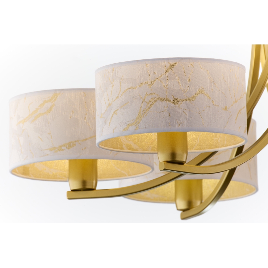 Jupiter 2098 - Lysekrone på kæde ARTHUR 6xE27/15W/230V hvid/guld/marmorlook