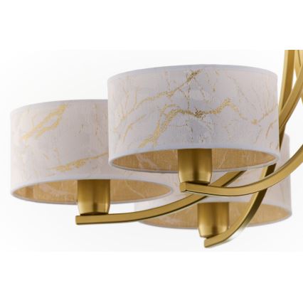 Jupiter 2098 - Lysekrone på kæde ARTHUR 6xE27/15W/230V hvid/guld/marmorlook