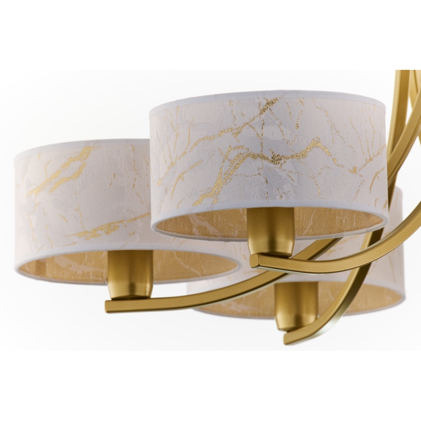 Jupiter 2098 - Lysekrone på kæde ARTHUR 6xE27/15W/230V hvid/guld/marmorlook