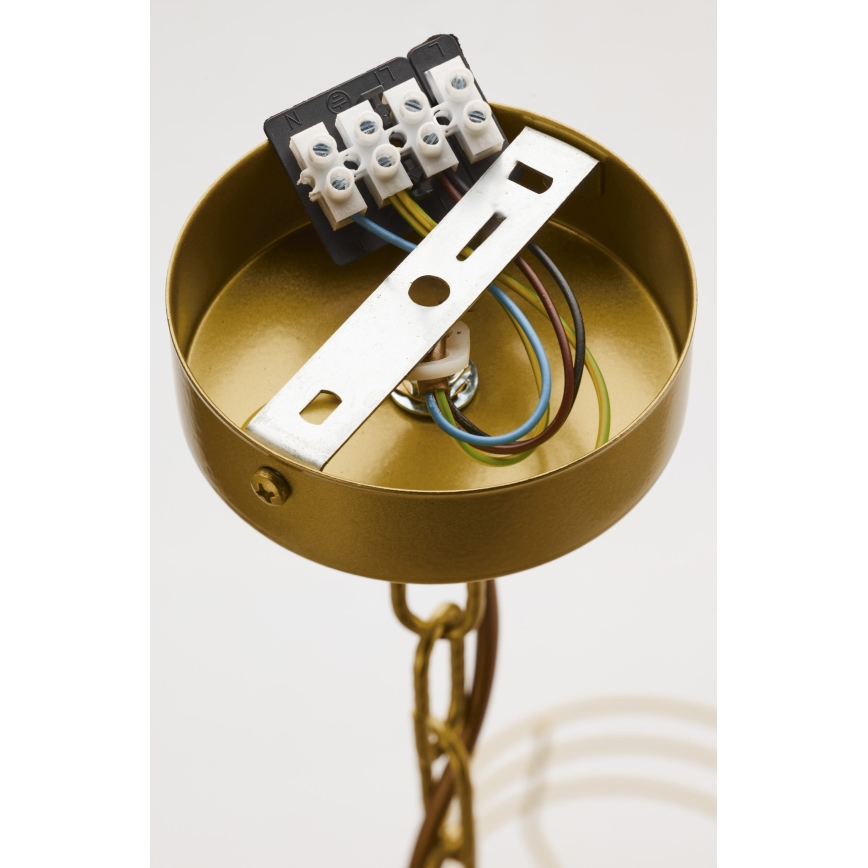 Jupiter 2098 - Lysekrone på kæde ARTHUR 6xE27/15W/230V hvid/guld/marmorlook