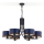 Jupiter 2102 - Kædeophængt lysekrone ARTHUR 6xE27/15W/230V blå/sort