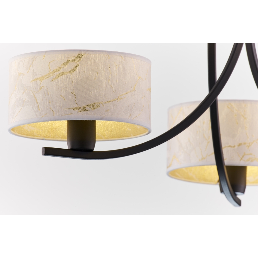 Jupiter 2103 - Kædeophængt lysekrone ARTHUR 3xE27/15W/230V hvid/sort/marmordekor