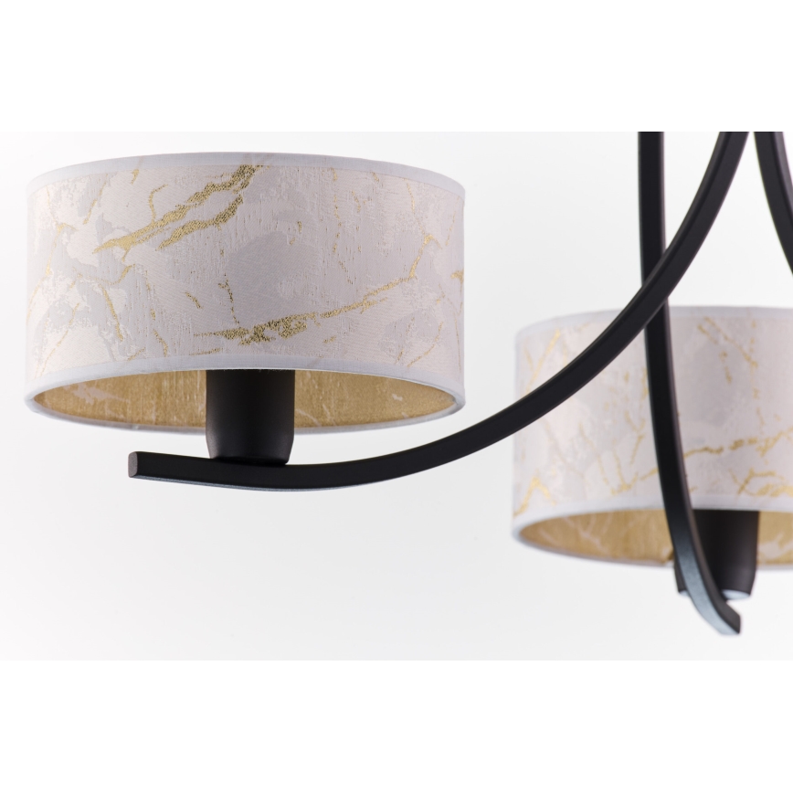 Jupiter 2103 - Kædeophængt lysekrone ARTHUR 3xE27/15W/230V hvid/sort/marmordekor