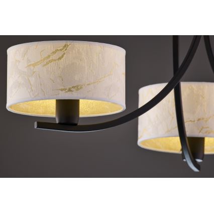 Jupiter 2103 - Kædeophængt lysekrone ARTHUR 3xE27/15W/230V hvid/sort/marmordekor