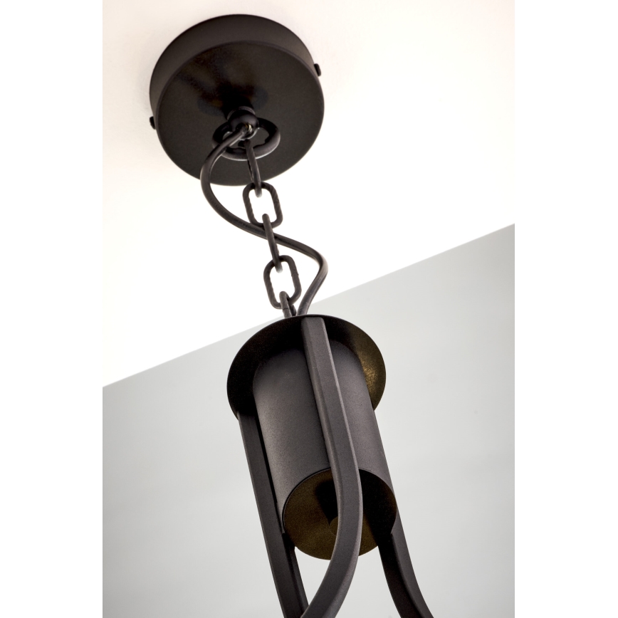 Jupiter 2103 - Kædeophængt lysekrone ARTHUR 3xE27/15W/230V hvid/sort/marmordekor