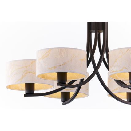 Jupiter 2105 - Lysekrone med kæde ARTHUR 6xE27/15W/230V hvid/sort/marmorfinish