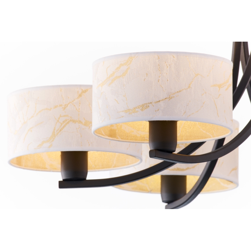 Jupiter 2105 - Lysekrone med kæde ARTHUR 6xE27/15W/230V hvid/sort/marmorfinish