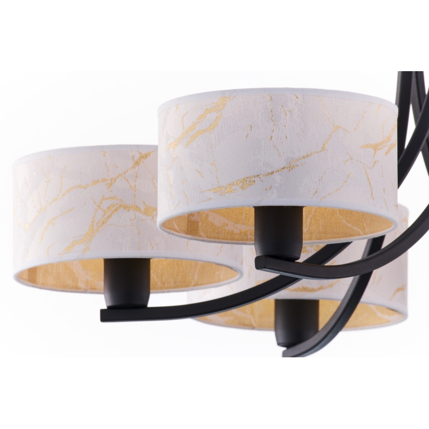 Jupiter 2105 - Lysekrone med kæde ARTHUR 6xE27/15W/230V hvid/sort/marmorfinish