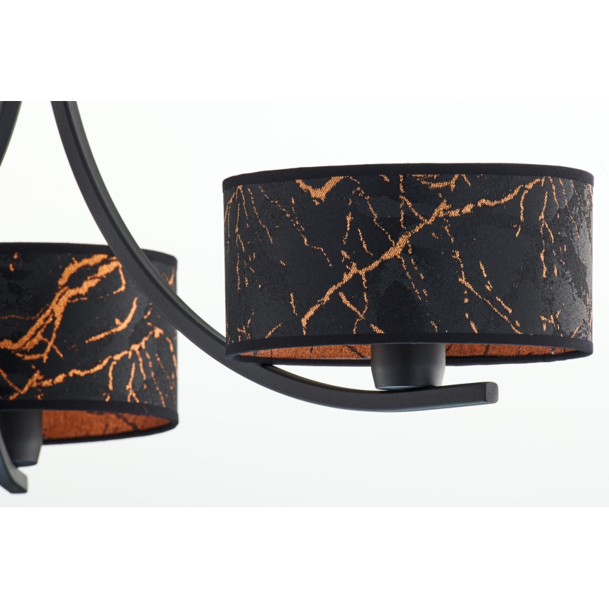 Jupiter 2106 - Lysekrone med kæde ARTHUR 3xE27/15W/230V sort/orange/marmordekor