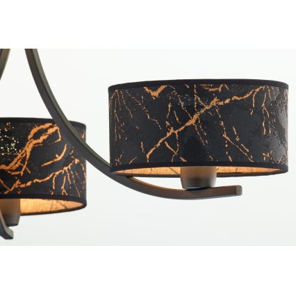 Jupiter 2106 - Lysekrone med kæde ARTHUR 3xE27/15W/230V sort/orange/marmordekor