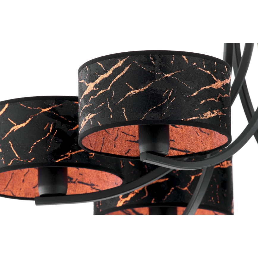 Jupiter 2108 - Lysekrone på kæde ARTHUR 6xE27/15W/230V sort/orange/marmordekor