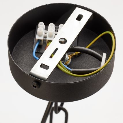 Jupiter 2108 - Lysekrone på kæde ARTHUR 6xE27/15W/230V sort/orange/marmordekor