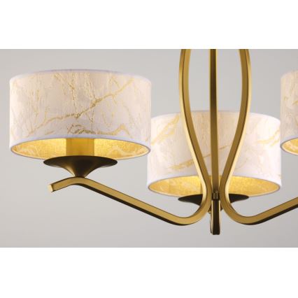 Jupiter 2109 - Pendellampe på stang KASZMIR 3xE27/15W/230V hvid/guld/marmorfinish