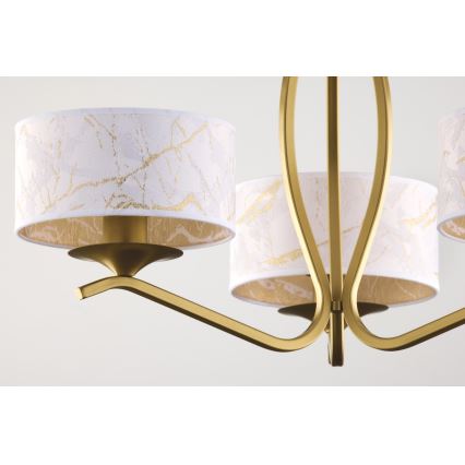Jupiter 2109 - Pendellampe på stang KASZMIR 3xE27/15W/230V hvid/guld/marmorfinish