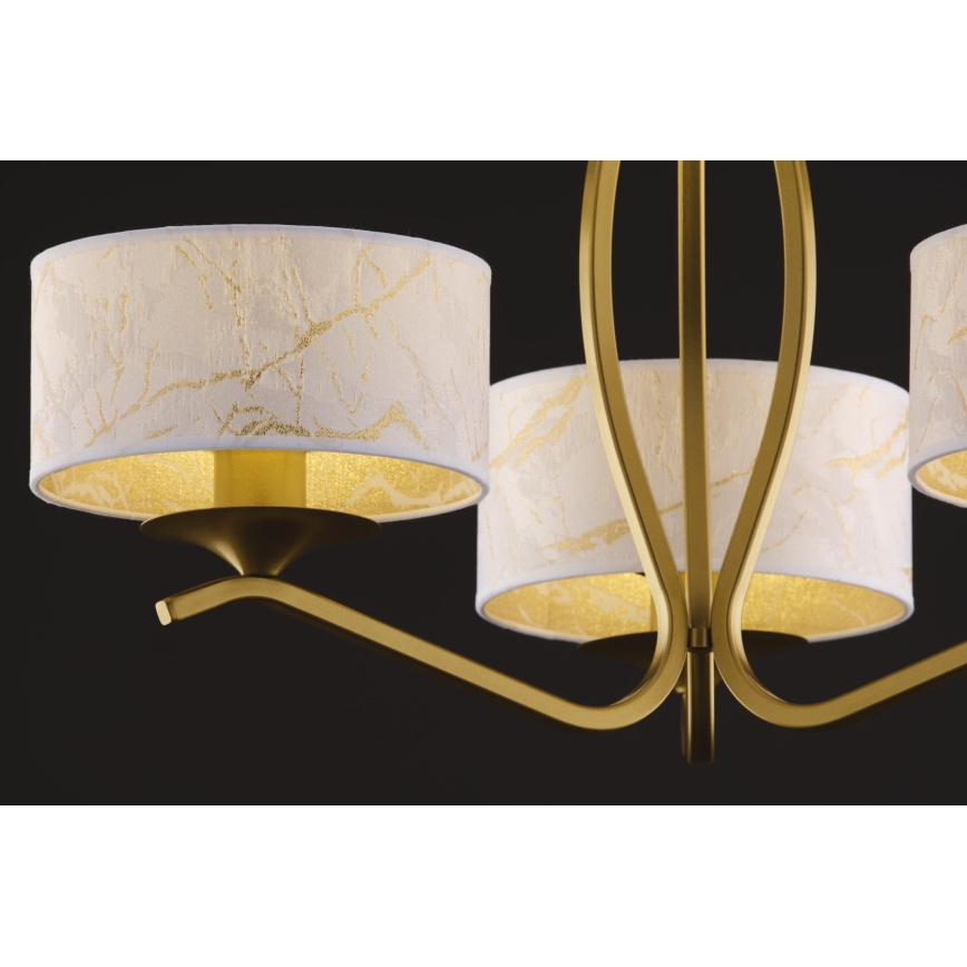 Jupiter 2109 - Pendellampe på stang KASZMIR 3xE27/15W/230V hvid/guld/marmorfinish